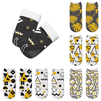 Fashion Women New 3D Painting Art Socks Harajuku Printed Women Short Socks Funny Cotton And Casual Ankle Unisex Socks Calcetines